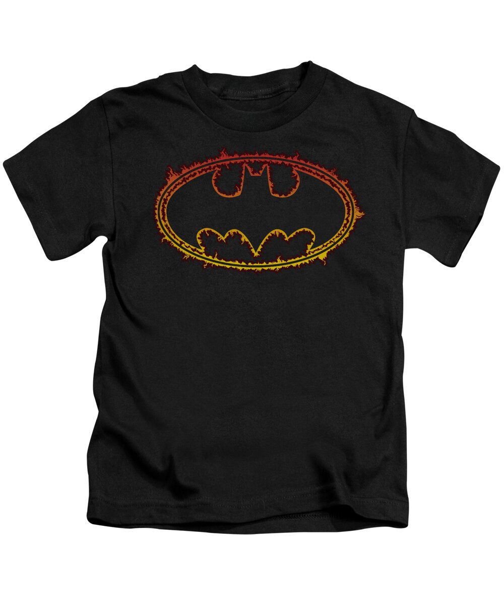Batman Kids T-Shirt featuring the digital art Batman - Flame Outlined Logo by Brand A