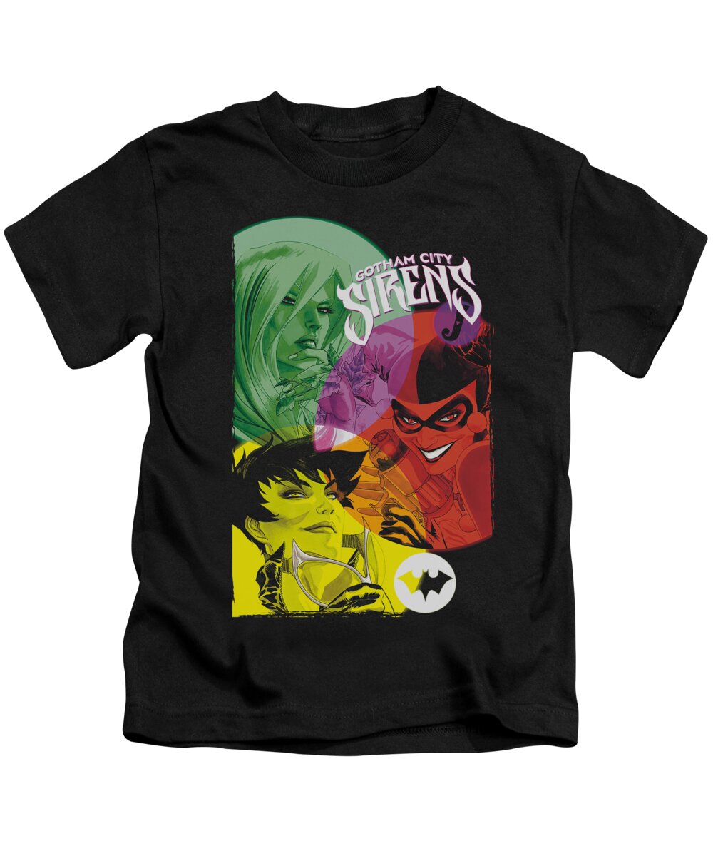 Batman Kids T-Shirt featuring the digital art Batman - Gotham Sirens by Brand A