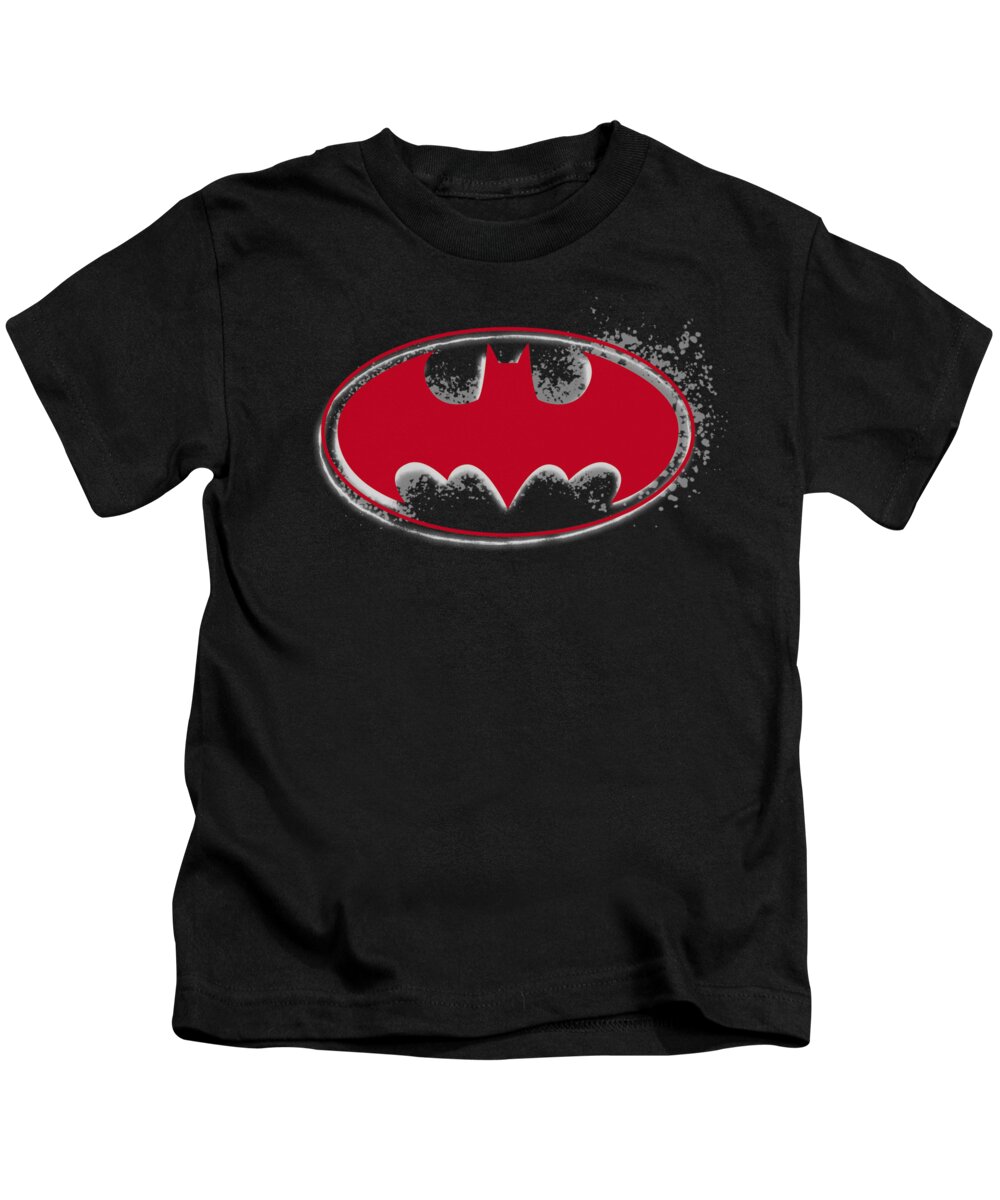Batman Kids T-Shirt featuring the digital art Batman - Hardcore Noir Bat Logo by Brand A