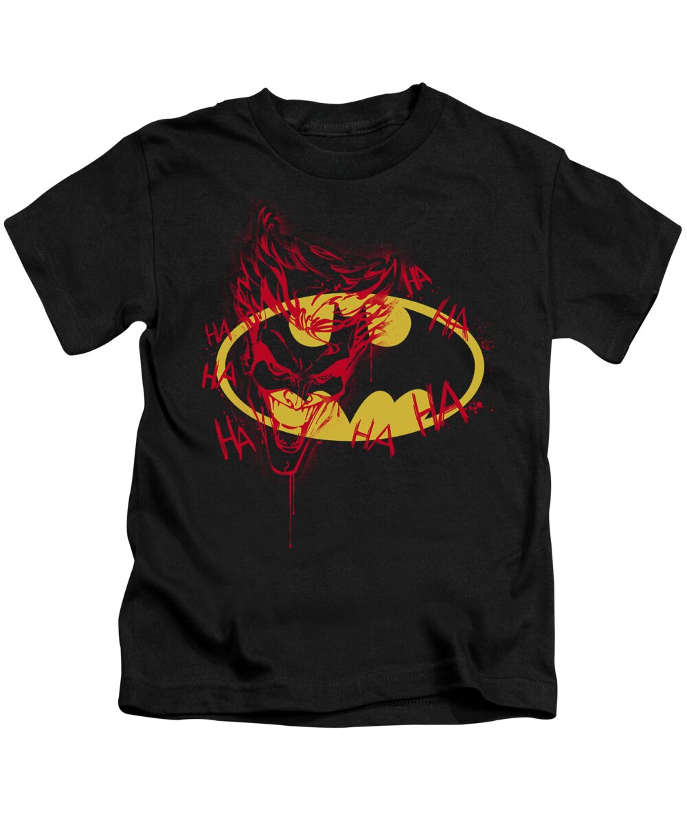 Batman Kids T-Shirt featuring the digital art Batman - Joker Graffiti by Brand A