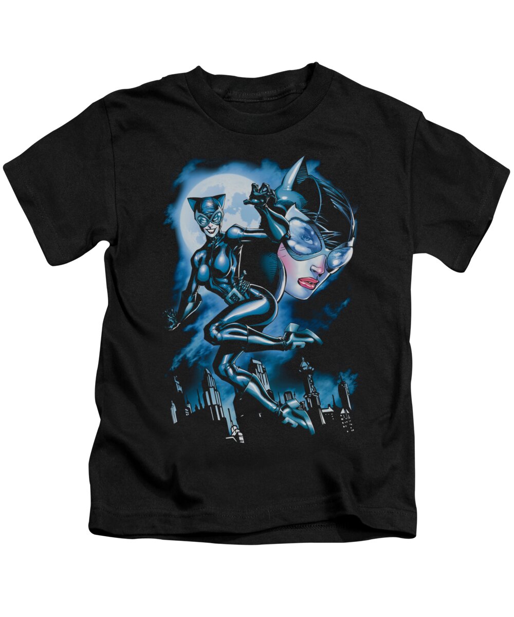  Kids T-Shirt featuring the digital art Batman - Moonlight Cat by Brand A