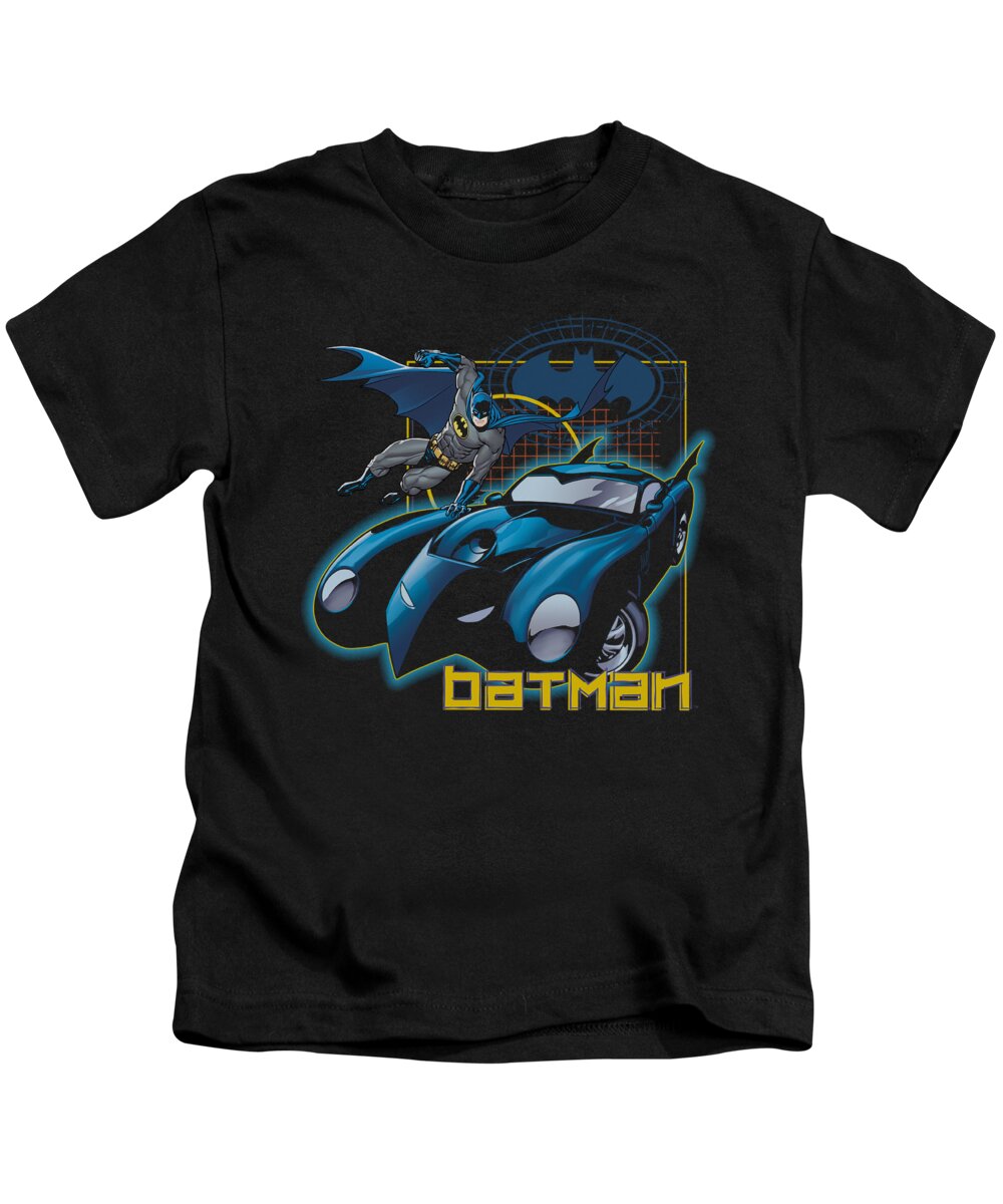 Batman Kids T-Shirt featuring the digital art Batman - Nice Wheels by Brand A