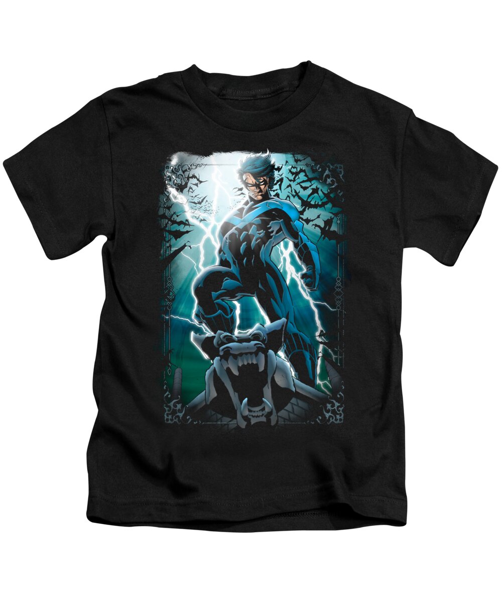  Kids T-Shirt featuring the digital art Batman - Night Light by Brand A