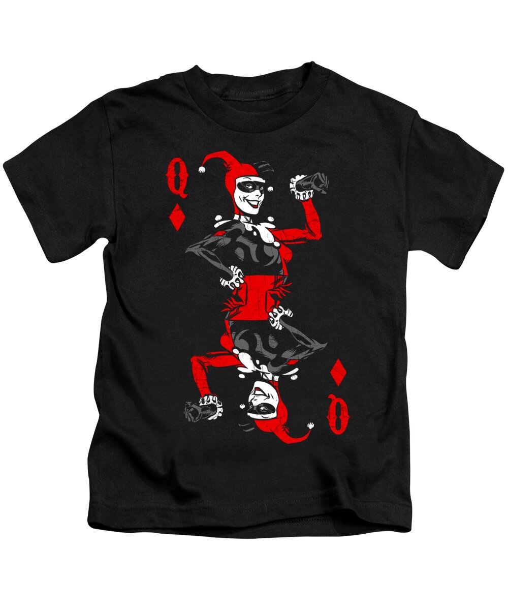  Kids T-Shirt featuring the digital art Batman - Quinn Of Diamonds by Brand A
