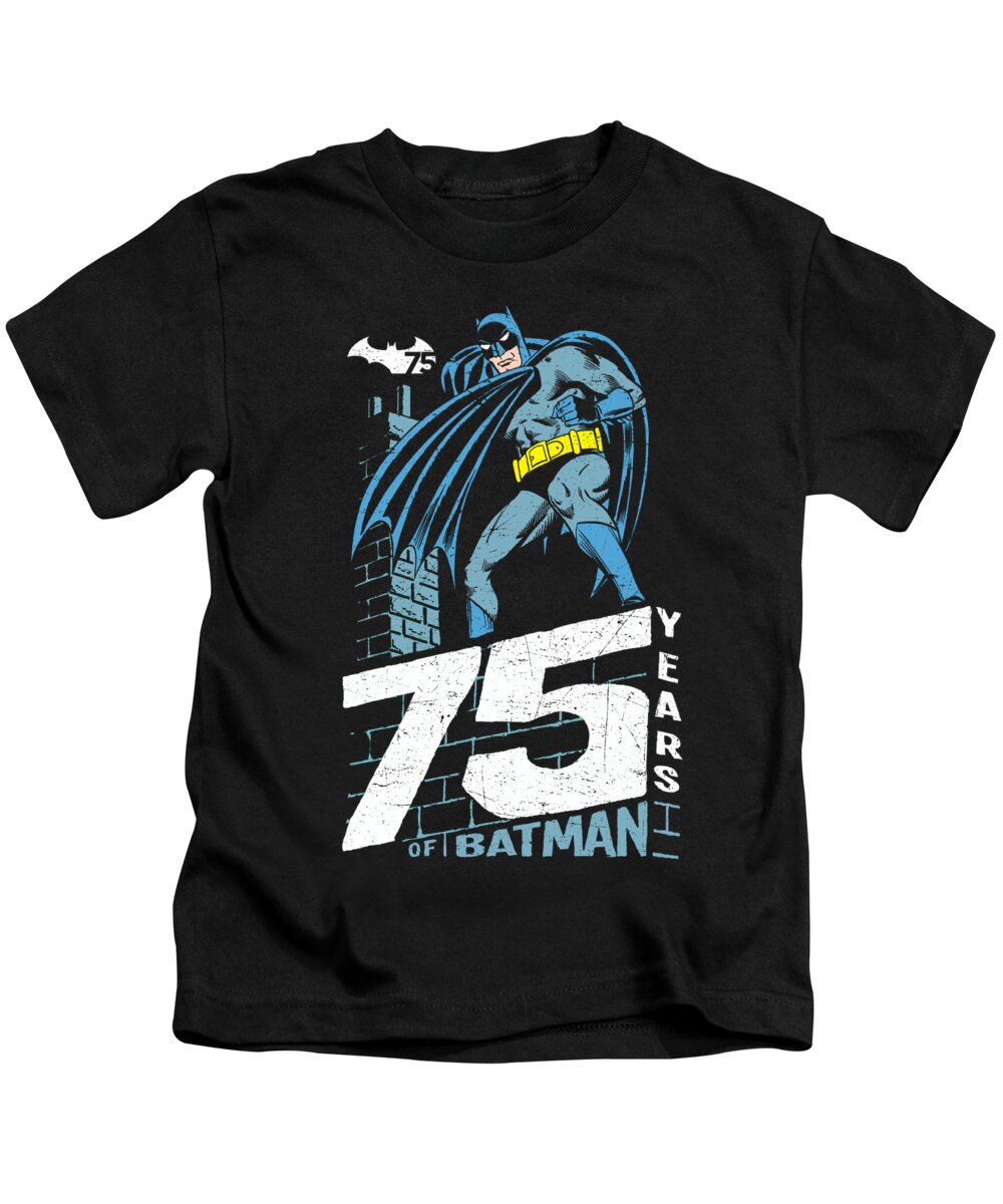  Kids T-Shirt featuring the digital art Batman - Rooftop by Brand A