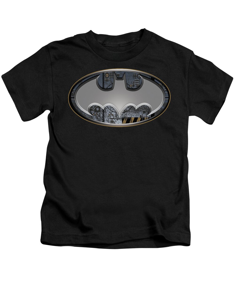Batman Kids T-Shirt featuring the digital art Batman - Steel Wall Shield by Brand A