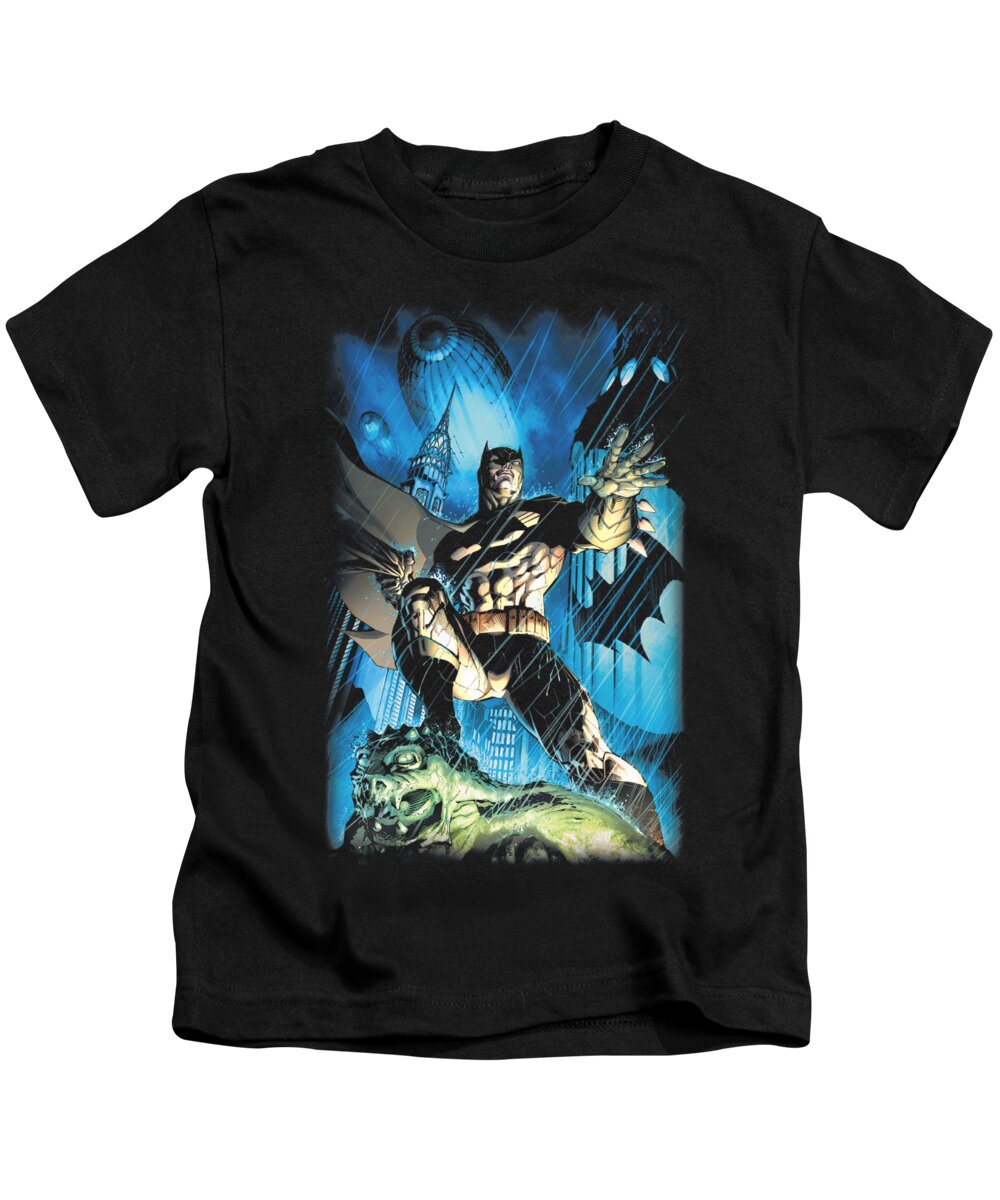  Kids T-Shirt featuring the digital art Batman - Stormy Dark Knight by Brand A