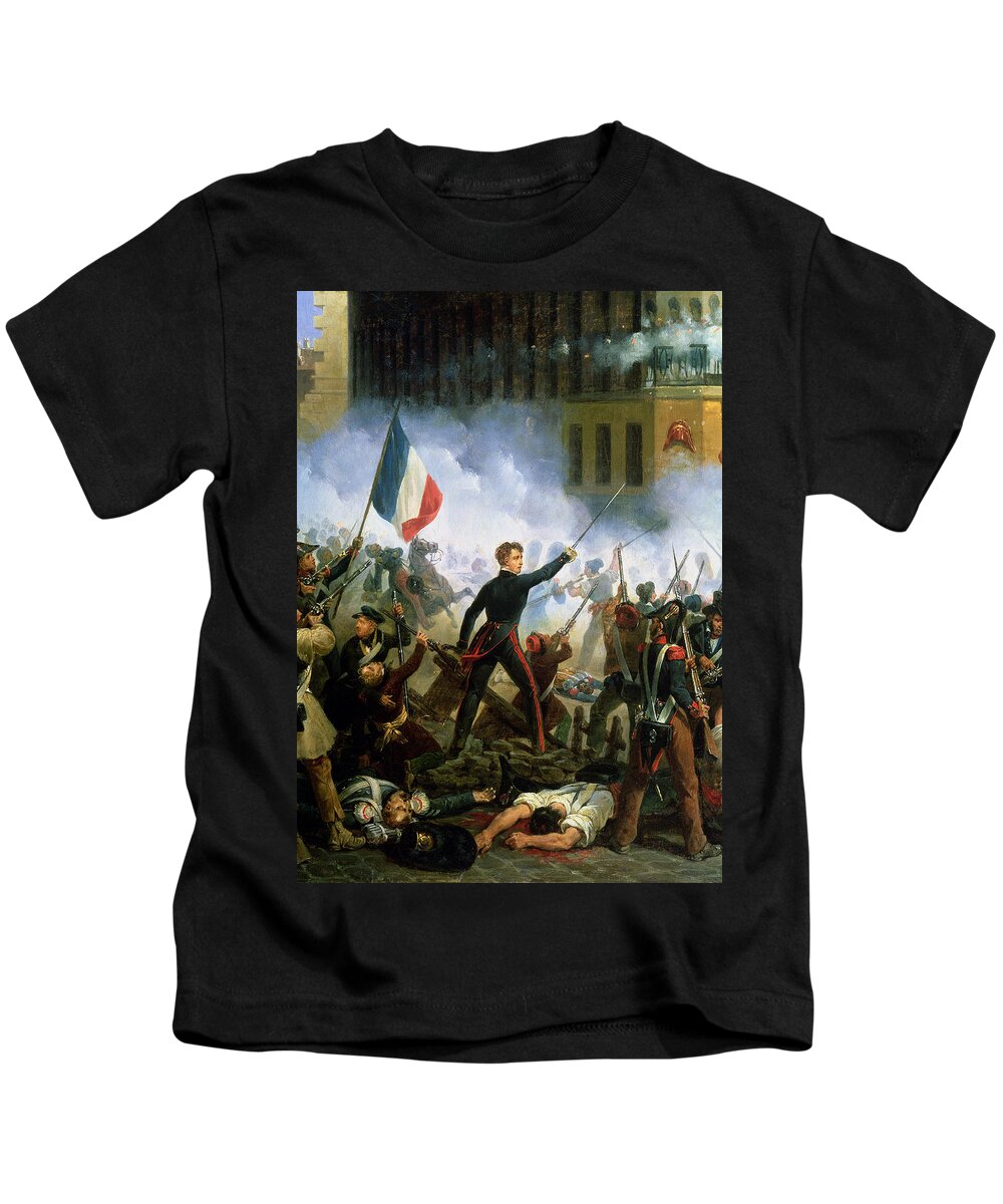 Battle In The Rue De Rohan, 28th July 1830, 1831 Oil On Canvas Detail Of  156577 Kids T-Shirt by Hippolyte Lecomte - Fine Art America