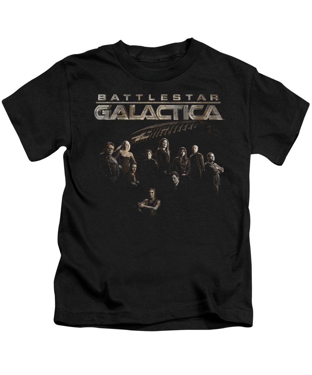 Battlestar Galactica Kids T-Shirt featuring the digital art Battlestar Galactica - Battle Cast by Brand A