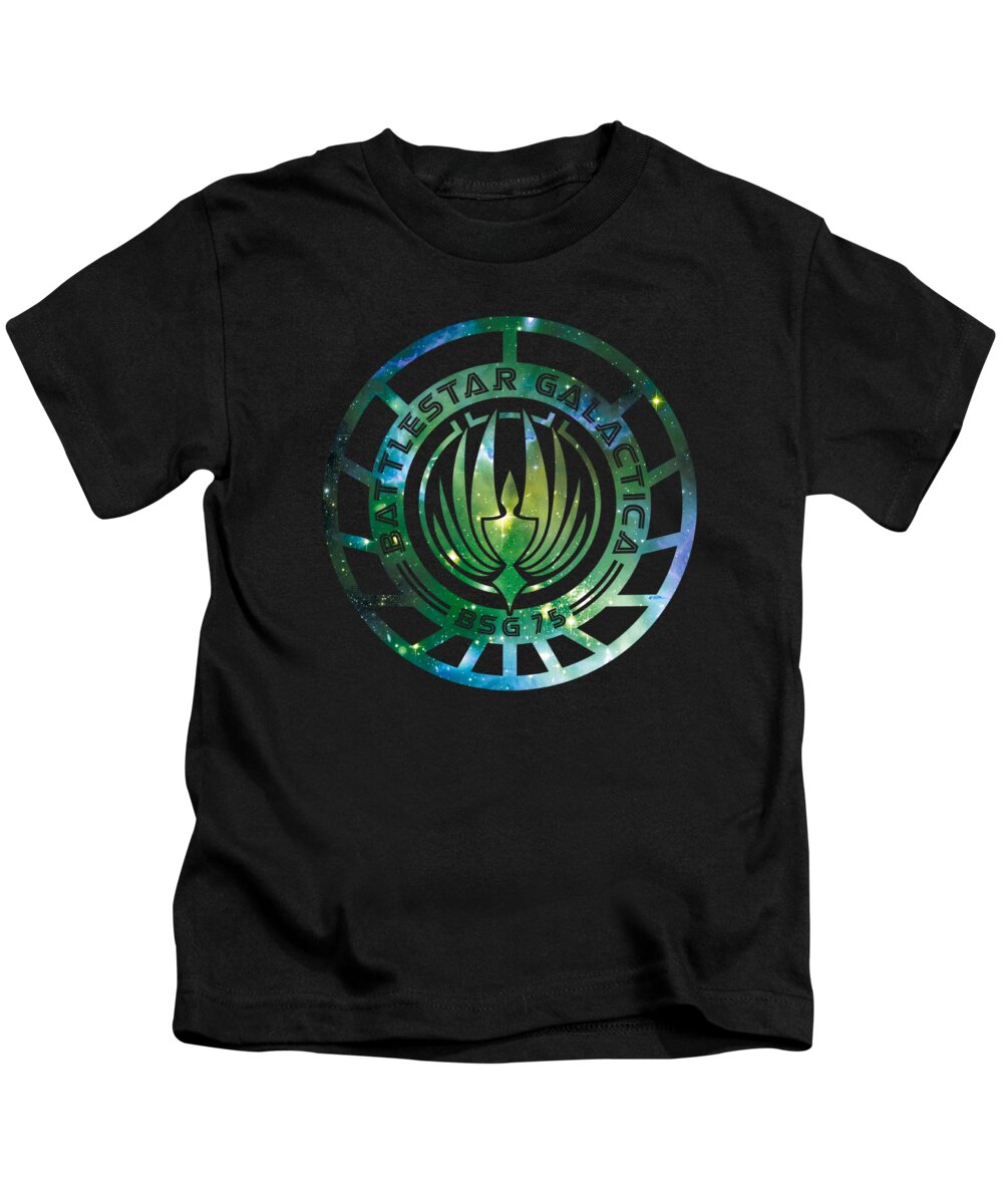  Kids T-Shirt featuring the digital art Battlestar Galactica (new) - Galaxy Emblem by Brand A