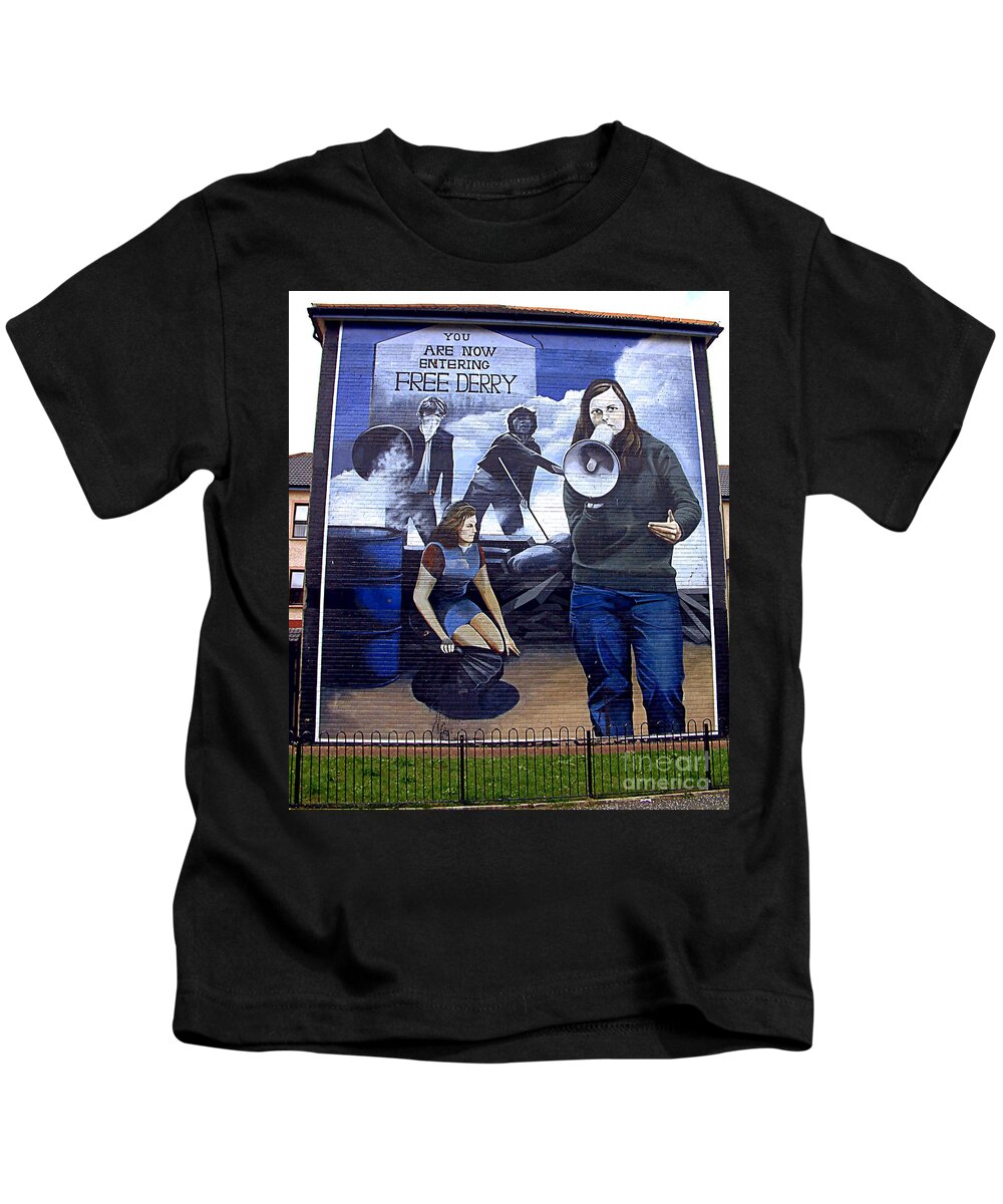 Bernadette Mcaliskey Kids T-Shirt featuring the photograph Bernadette Devlin Mural by Nina Ficur Feenan