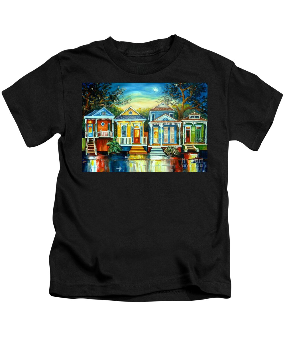 New Orleans Kids T-Shirt featuring the painting Big Easy Moon by Diane Millsap