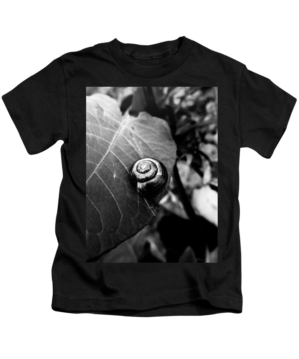 Snail Kids T-Shirt featuring the photograph Black Swirl by Zinvolle Art