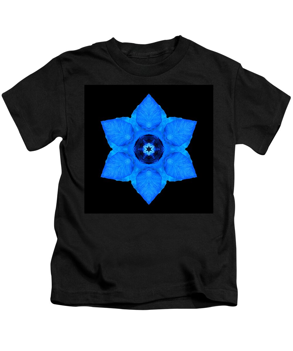 Flower Kids T-Shirt featuring the photograph Blue Pansy II Flower Mandala by David J Bookbinder