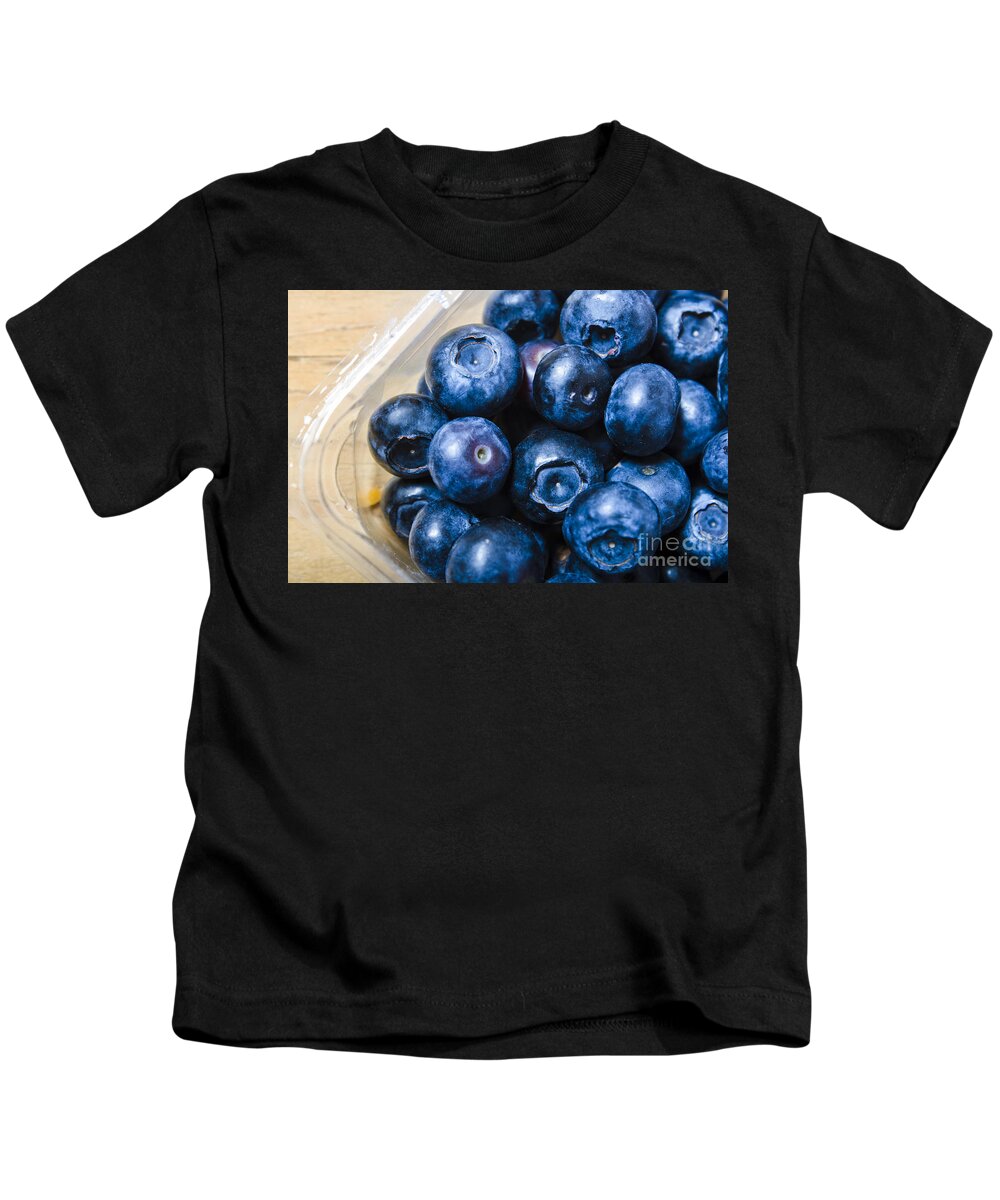 Food Kids T-Shirt featuring the photograph Blueberries punnet by Jorgo Photography