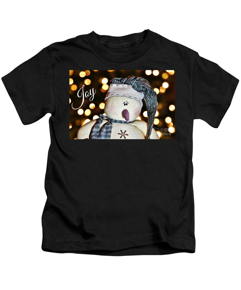 Maine Kids T-Shirt featuring the photograph Bokeh Snowman Card by Karin Pinkham