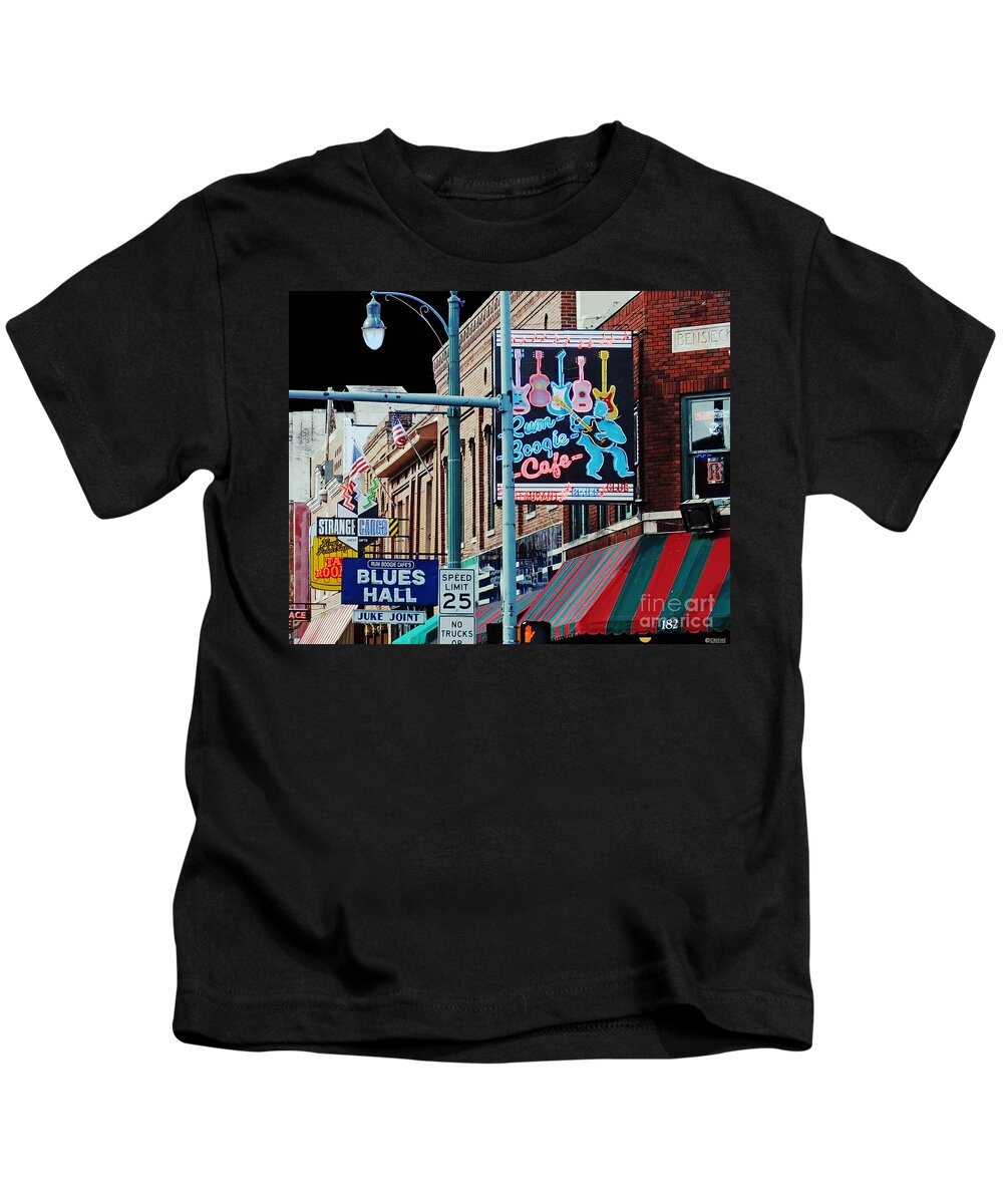 Beale St Kids T-Shirt featuring the digital art Boogie on Beale St Memphis TN by Lizi Beard-Ward