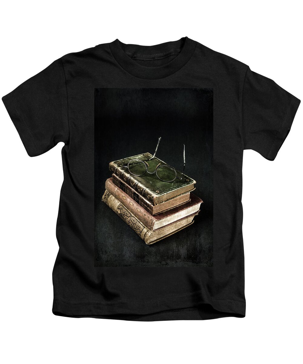 Book Kids T-Shirt featuring the photograph Books With Glasses by Joana Kruse