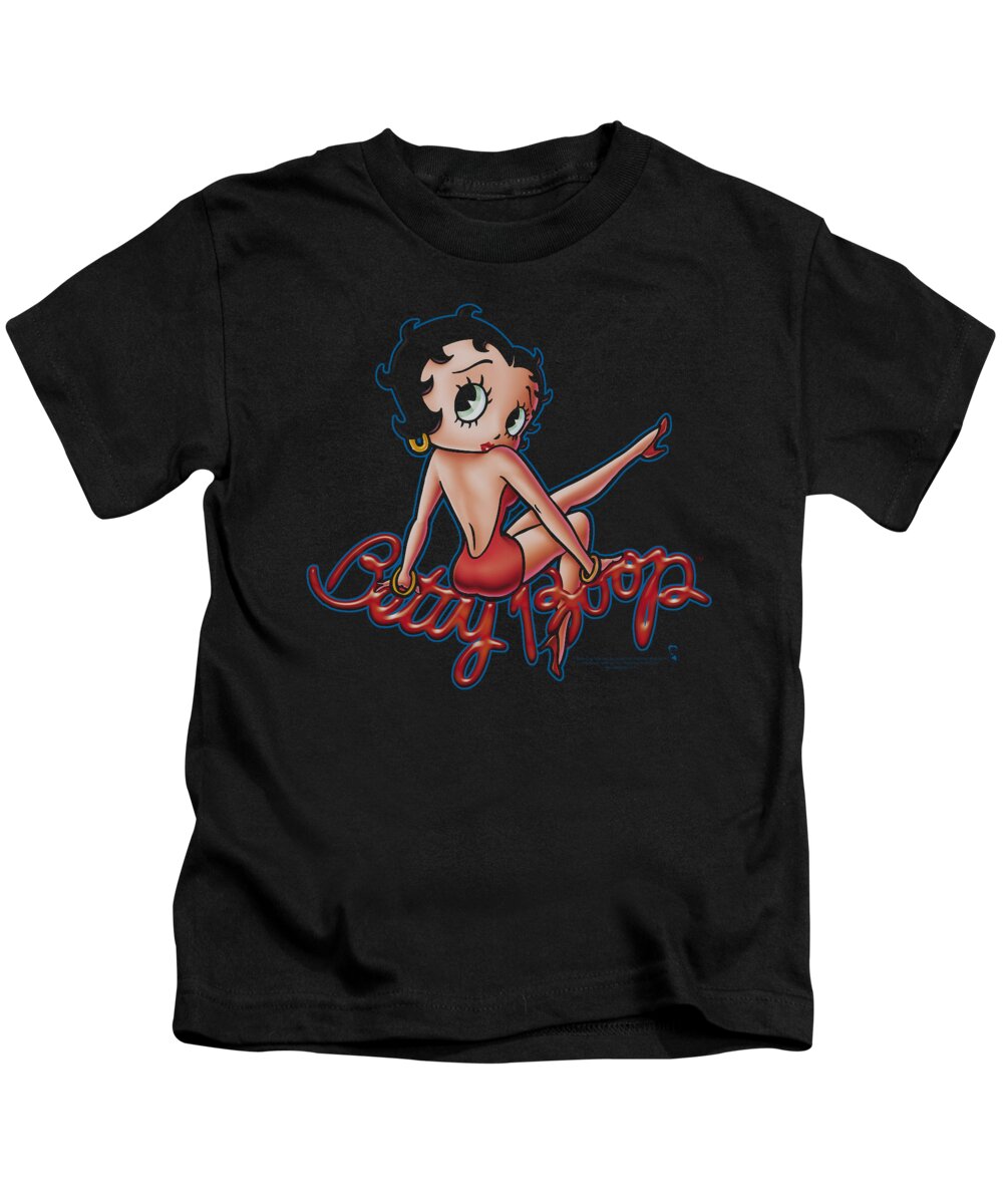 Betty Boop Kids T-Shirt featuring the digital art Boop - Betty's Back by Brand A