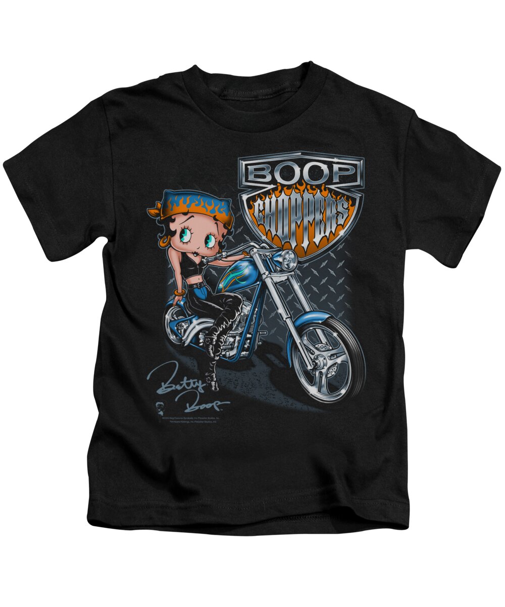 Betty Boop Kids T-Shirt featuring the digital art Boop - Choppers by Brand A