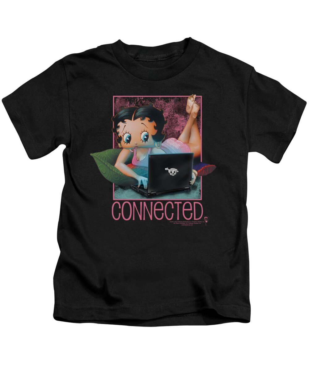 Betty Boop Kids T-Shirt featuring the digital art Boop - Connected by Brand A