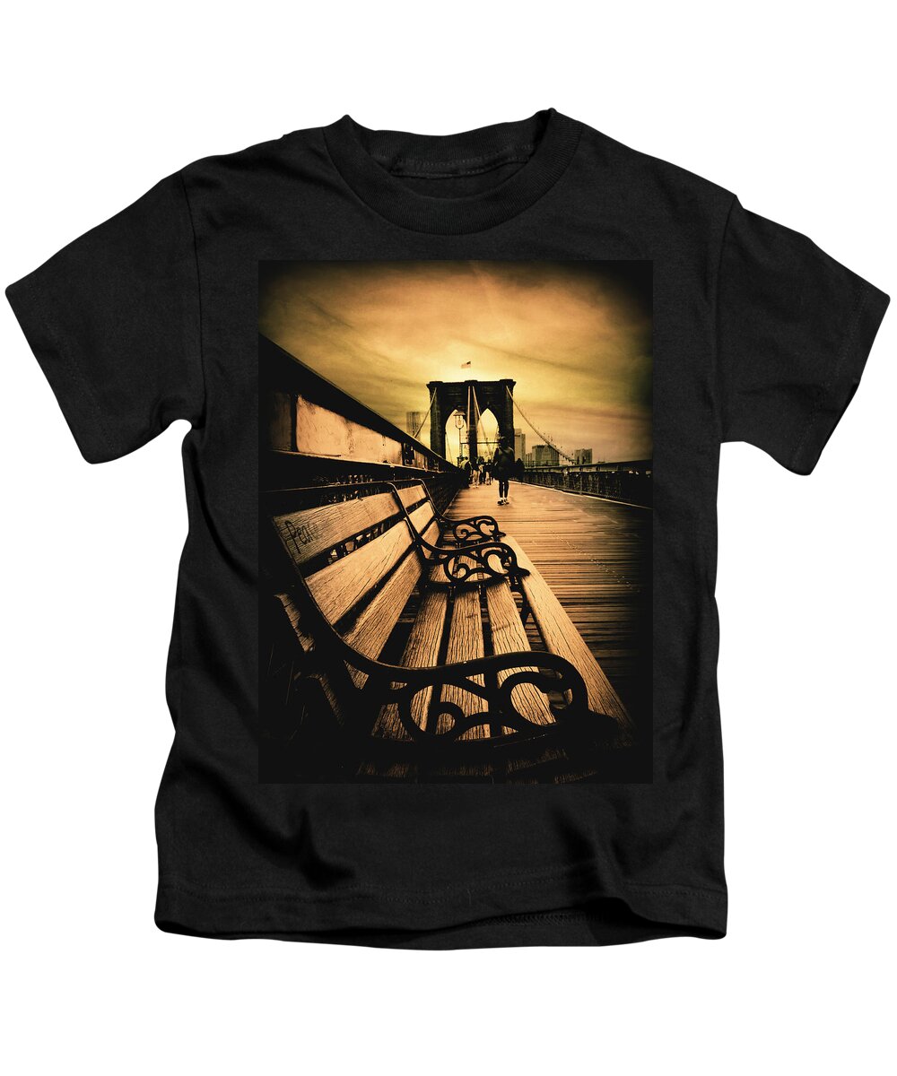 Bridge Kids T-Shirt featuring the photograph Brooklyn Bridge Sunset by Jessica Jenney