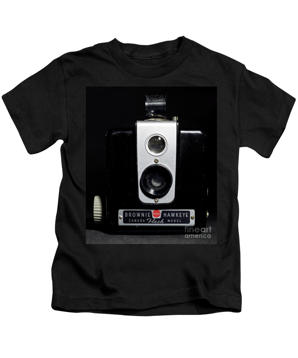 Brownie Kids T-Shirt featuring the photograph Brownie Hawkeye Flash Camera by Art Whitton