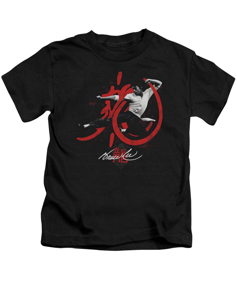  Kids T-Shirt featuring the digital art Bruce Lee - High Flying by Brand A