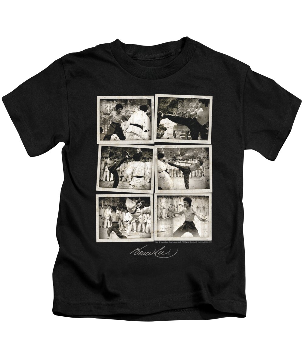  Kids T-Shirt featuring the digital art Bruce Lee - Snap Shots by Brand A