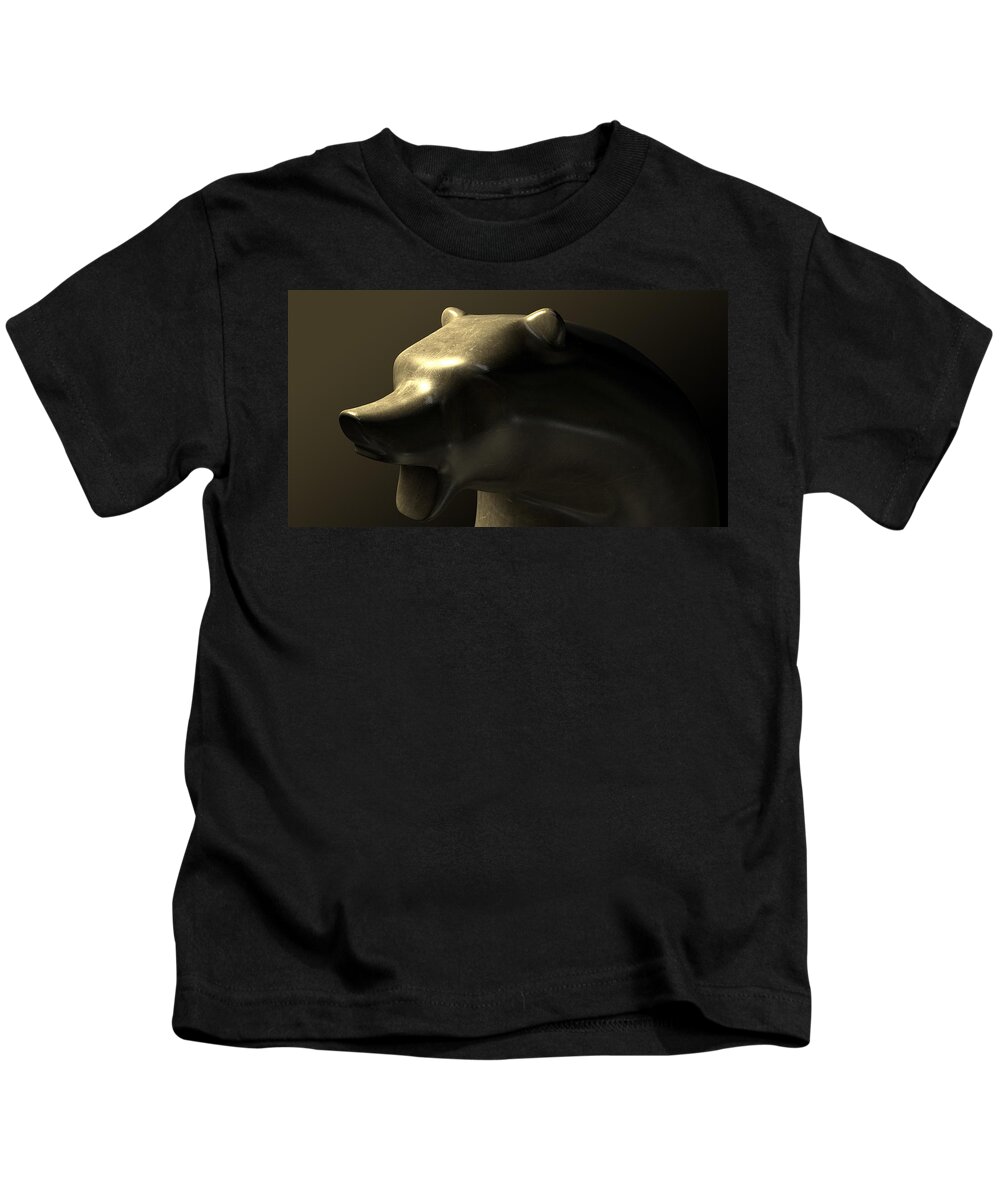 Bear Market Kids T-Shirt featuring the digital art Bull Market Bronze Casting Contrast by Allan Swart