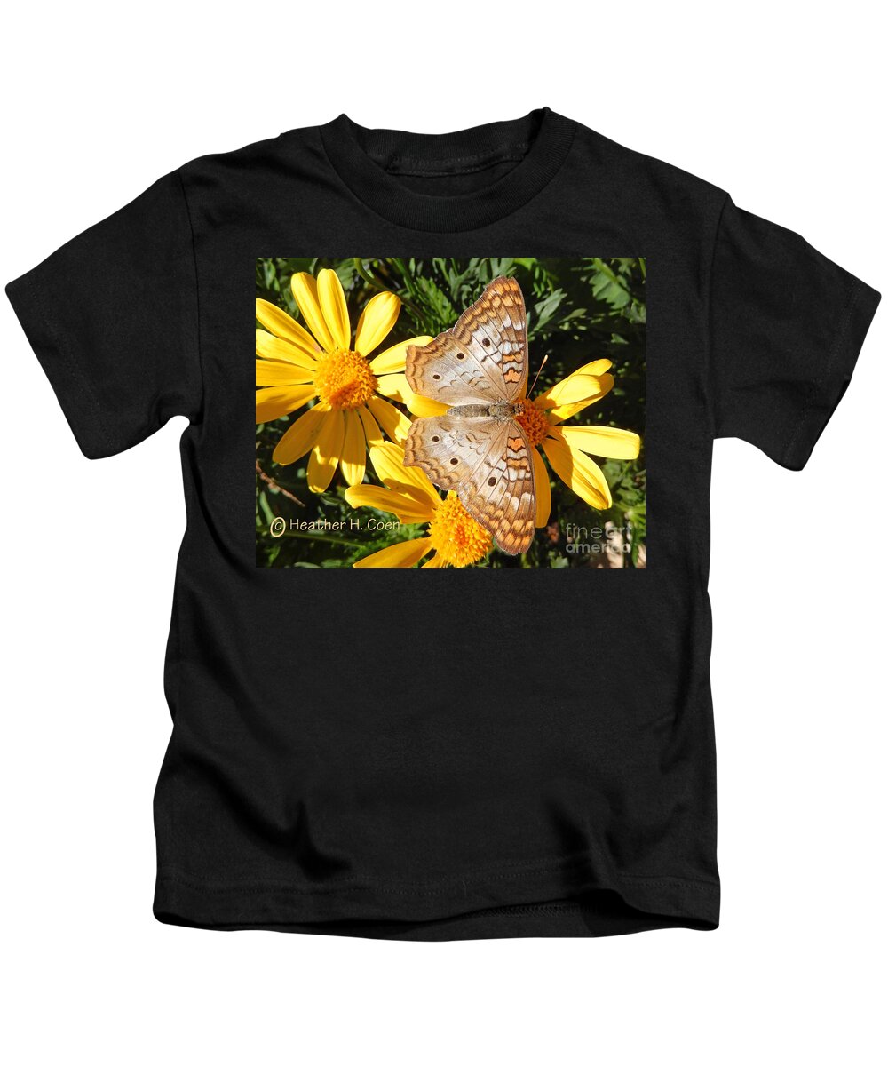 Heather Coen Kids T-Shirt featuring the photograph Butterfly and Daisies by Heather Coen