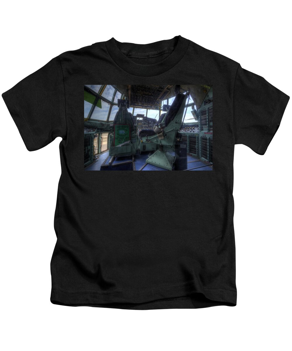 Lockheed Kids T-Shirt featuring the photograph C-130 Cockpit by David Dufresne