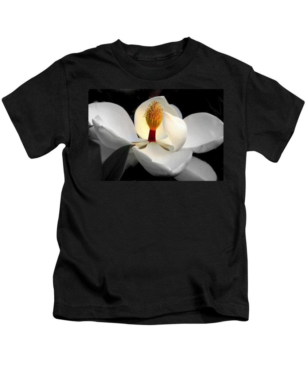 Magnolias Kids T-Shirt featuring the photograph CANDLE in the WIND by Karen Wiles