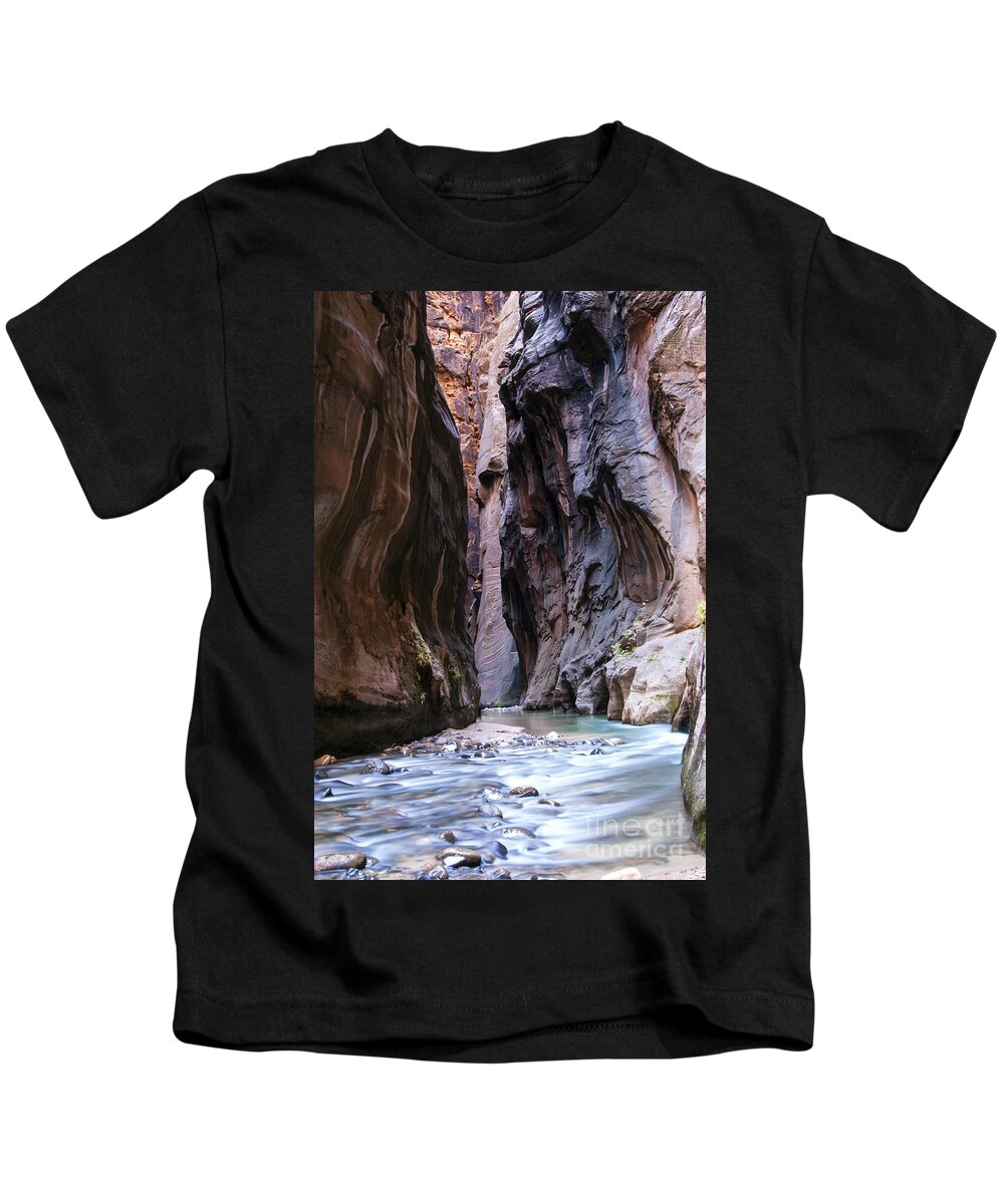 The Narrows Kids T-Shirt featuring the photograph The Narrows Canyon Color One by Bob Phillips