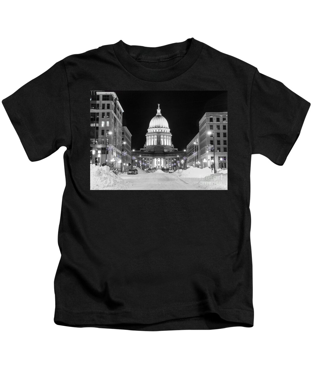 Capitol Kids T-Shirt featuring the photograph Capitol Madison Wisconsin by Steven Ralser