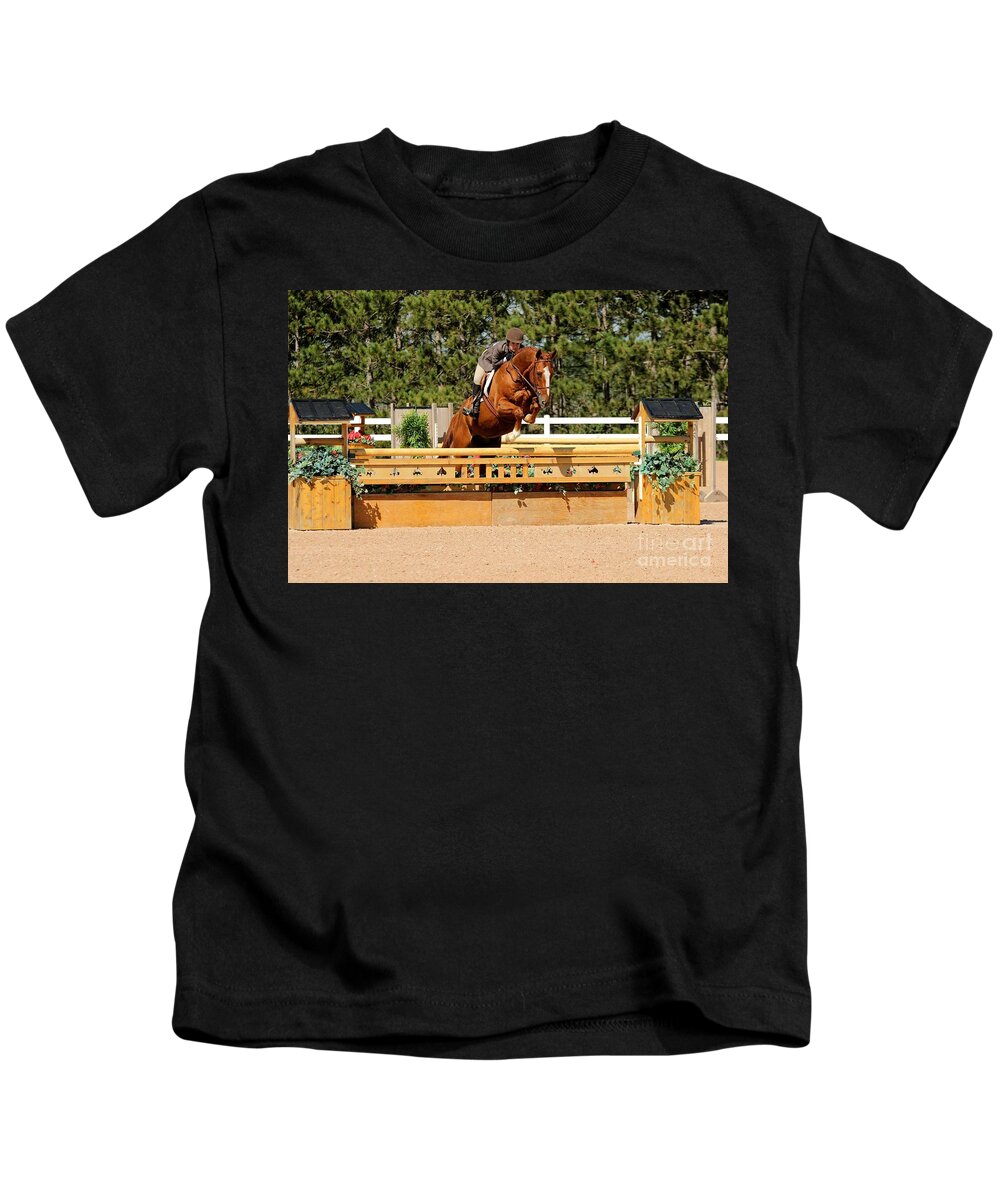 Horse Kids T-Shirt featuring the photograph Chestnut Hunter by Janice Byer