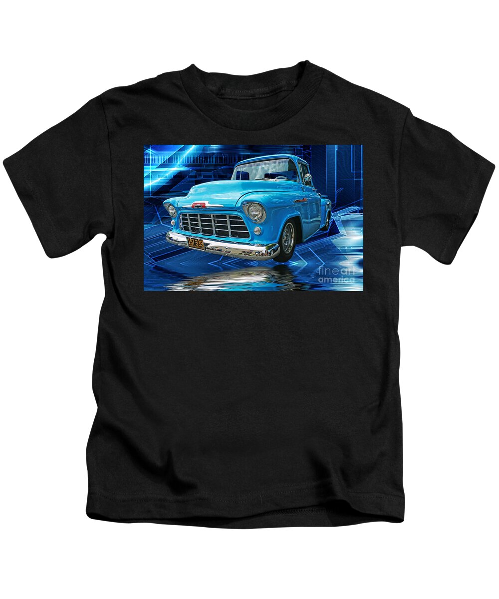 Cars Kids T-Shirt featuring the photograph Chevy Pick-up Reflections by Randy Harris