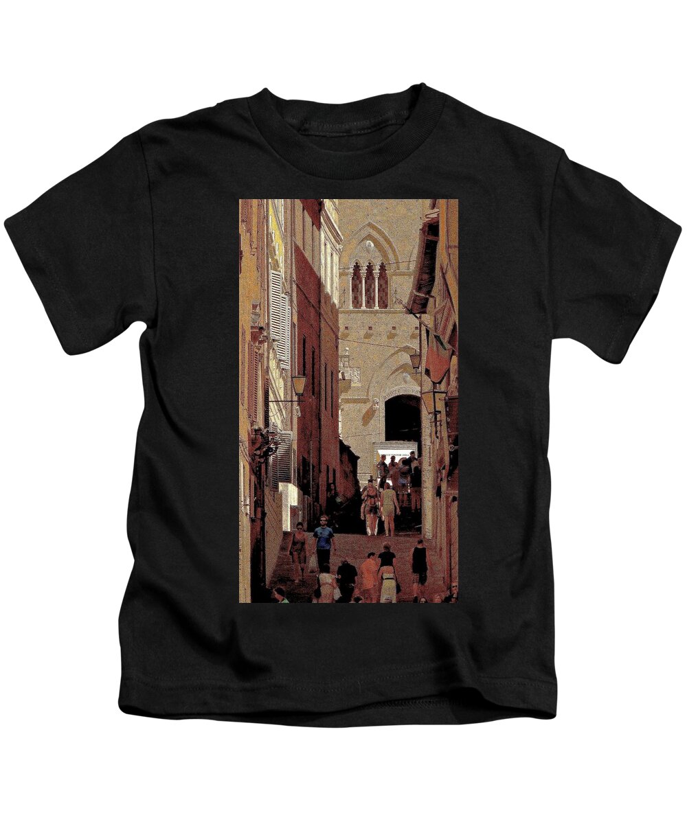 Siena Kids T-Shirt featuring the photograph Chiaroscuro Siena by Ira Shander