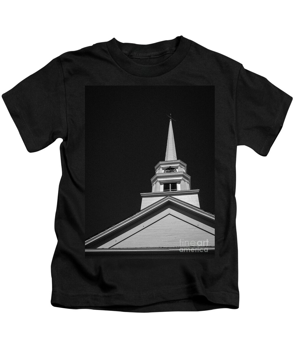 Church Kids T-Shirt featuring the photograph Church Steeple Stowe Vermont by Edward Fielding