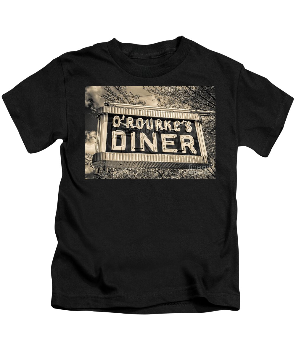 Middletown Kids T-Shirt featuring the photograph Classic Diner Neon Sign Middletown Connecticut by Edward Fielding