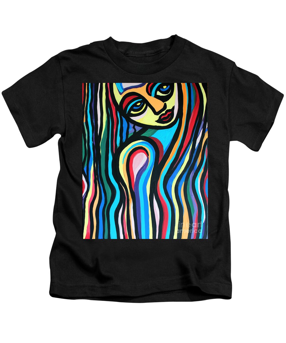 Colorful Kids T-Shirt featuring the painting Colorful Lady by Cynthia Snyder