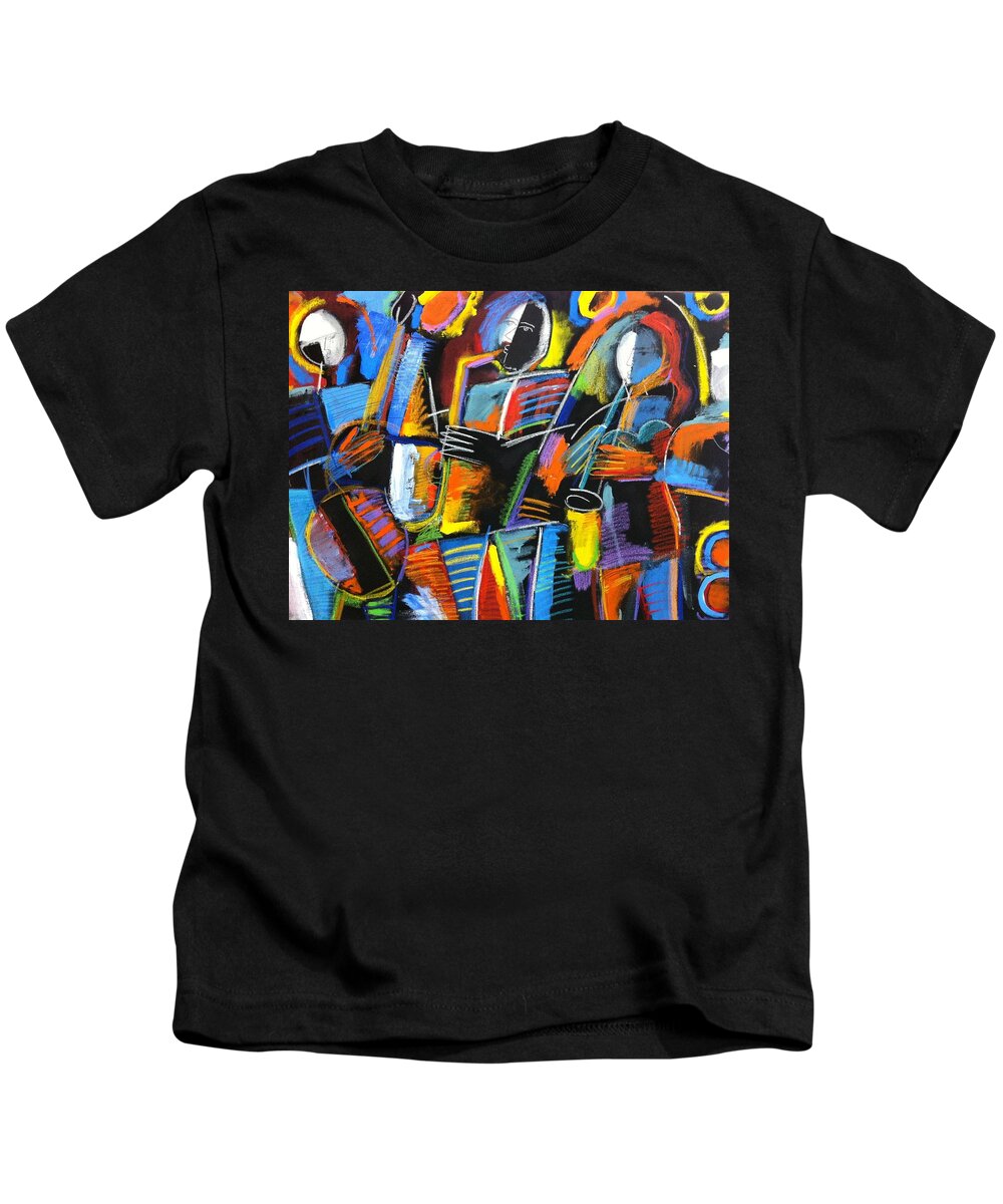 Abstract Jazz Kids T-Shirt featuring the painting Cosmic Birth of Jazz by Gerry High