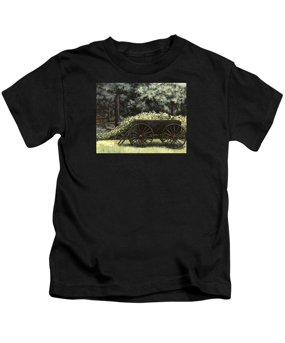 Country Kids T-Shirt featuring the painting Country Wagon by Mary Palmer