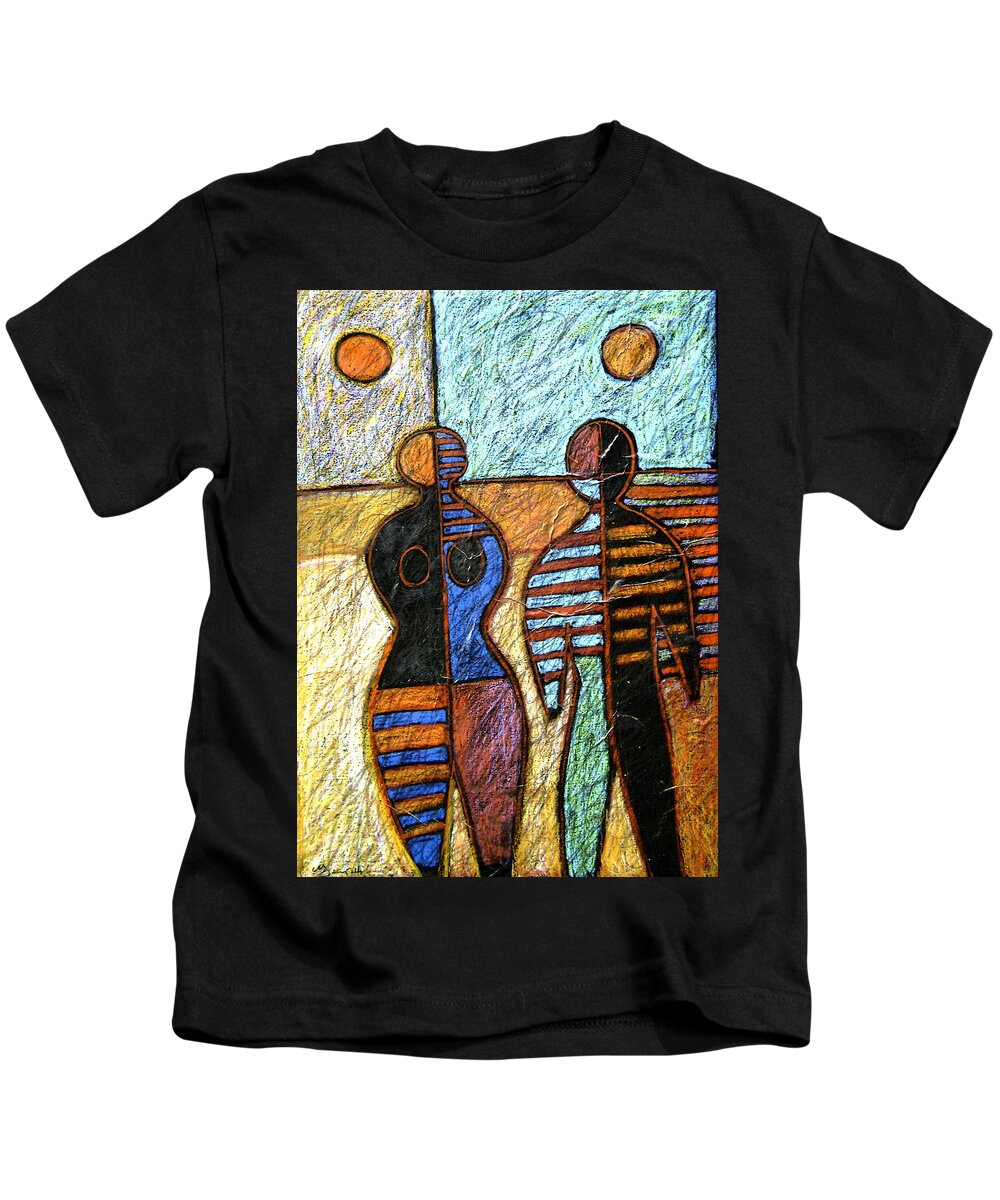 Primitive Style Kids T-Shirt featuring the painting Creation of Adam an Eve by Gerry High