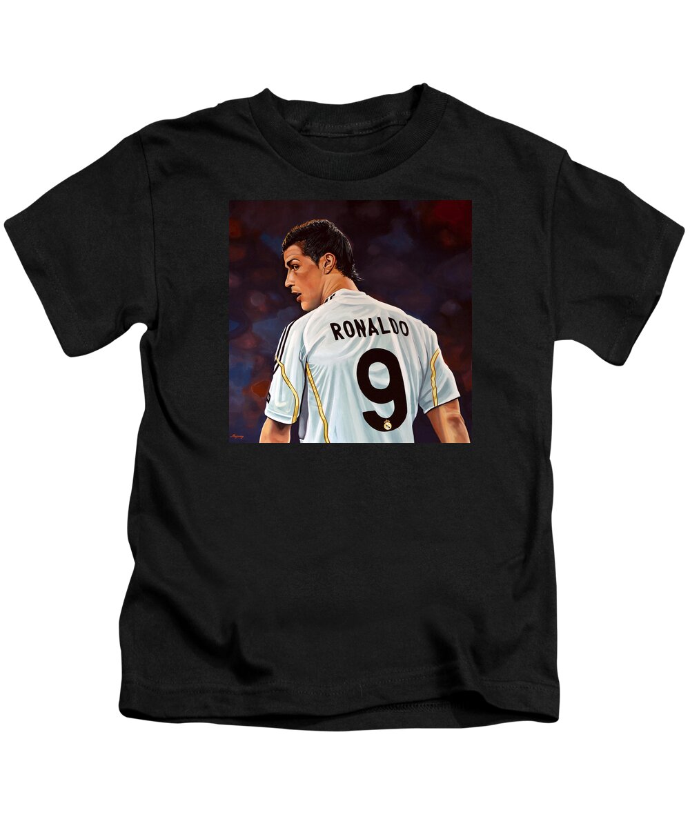 Real Madrid Kids T-Shirt featuring the painting Cristiano Ronaldo by Paul Meijering