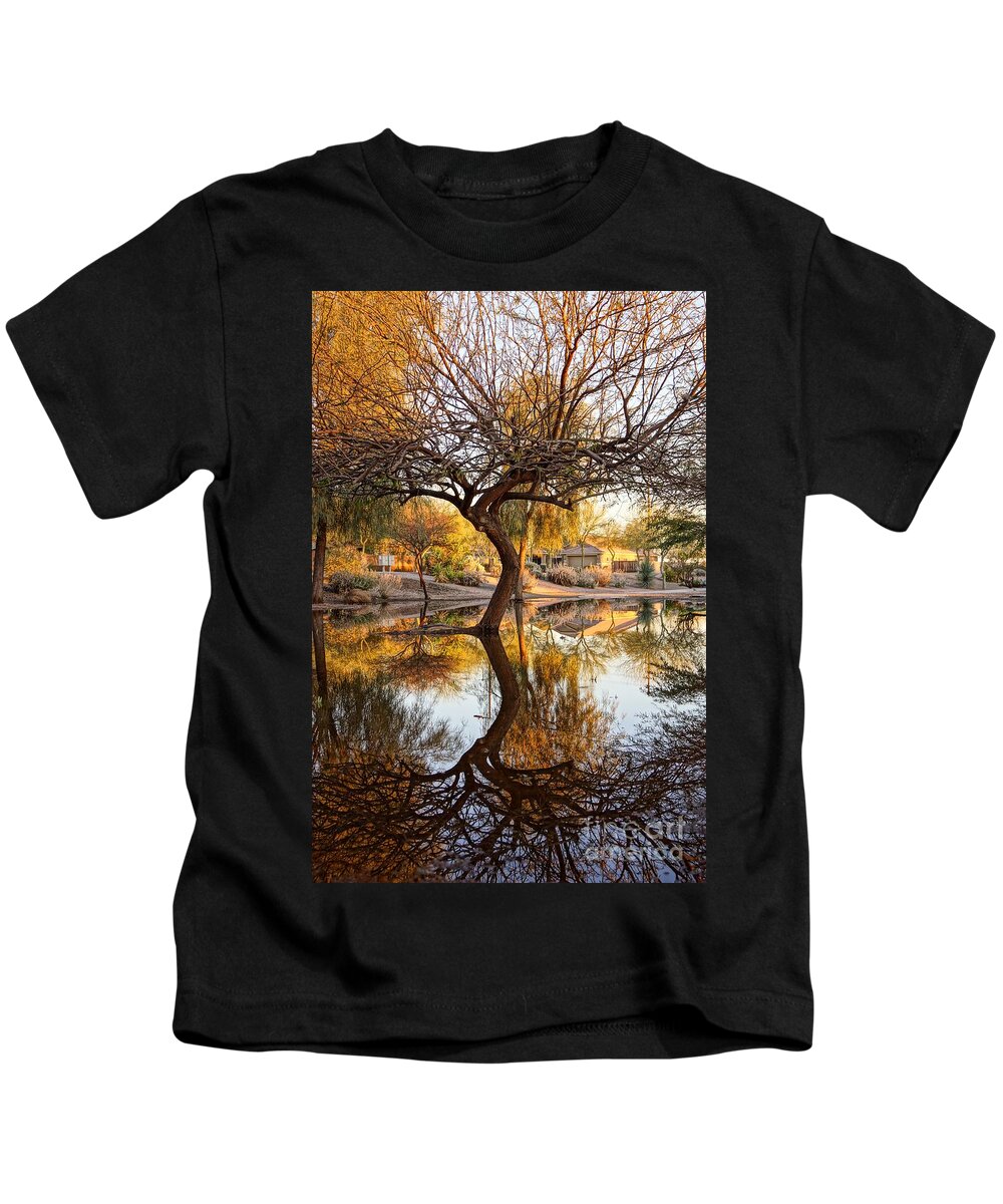 Autumn Kids T-Shirt featuring the photograph Curved Reflection by Kerri Mortenson