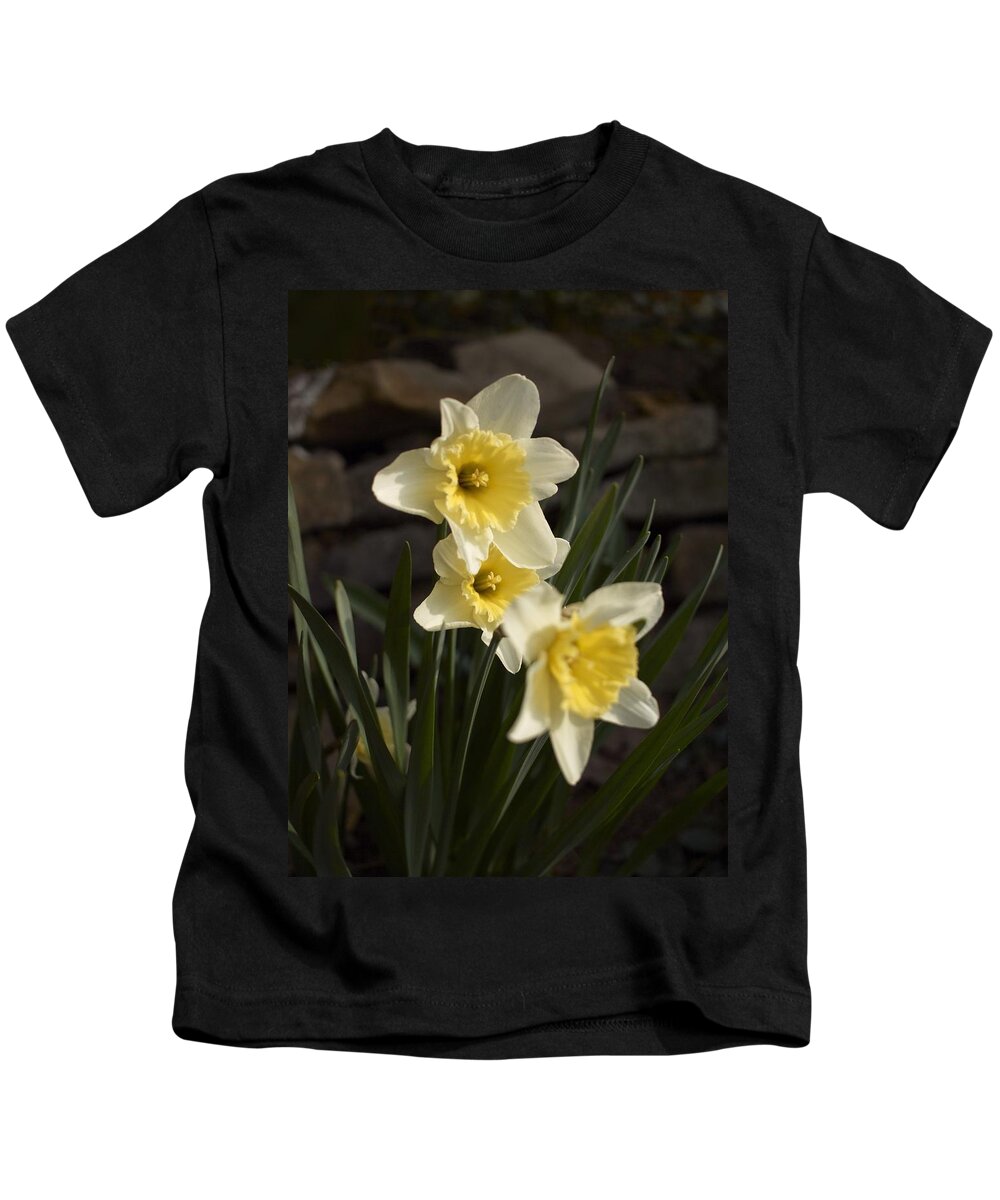 Daffodils Kids T-Shirt featuring the photograph Daffs by Steve Ondrus