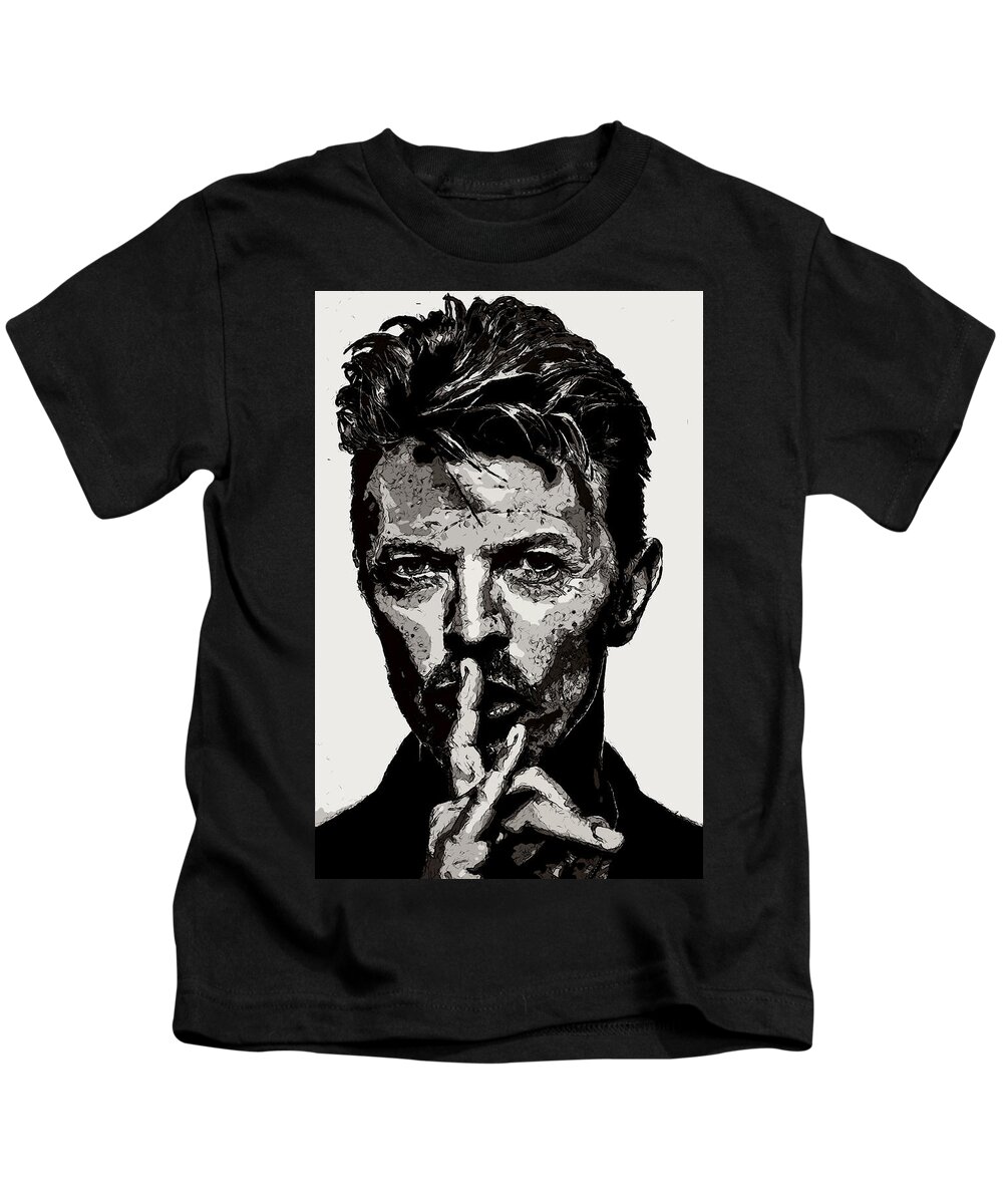 David Bowie Kids T-Shirt featuring the photograph David Bowie - Pencil by Doc Braham