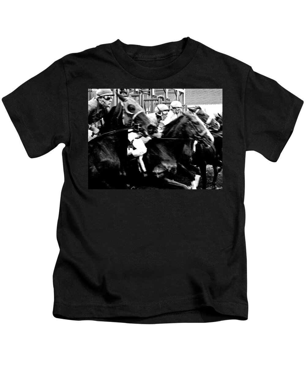 Horse Race Kids T-Shirt featuring the photograph Day at the Races #1 by Neil Pankler