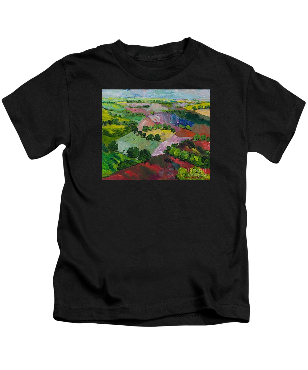 Landscape Kids T-Shirt featuring the painting Deep Ridge Red Hill by Allan P Friedlander